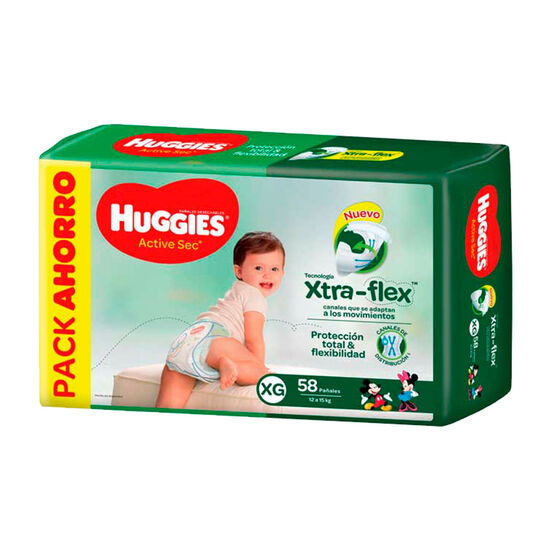 PAÑAL HUGGIES ACTIVE SEC Xtra Flex XG x58